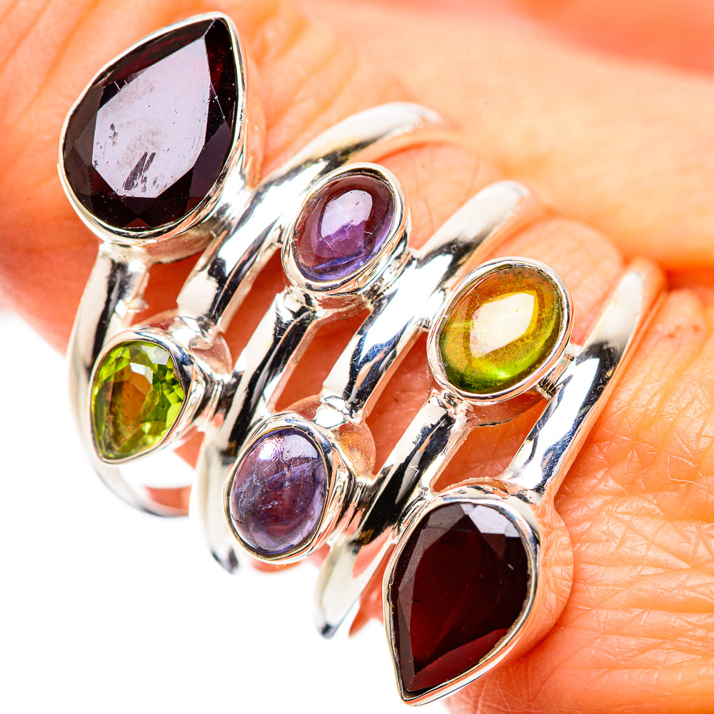 Large Garnet, Tanzanite, Peridot Ring Size 10 (925 Sterling Silver) RING135544