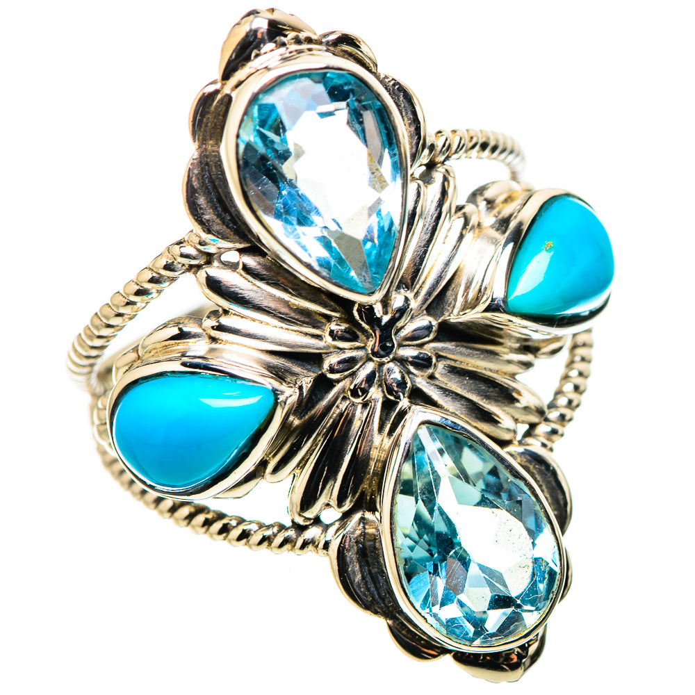 Large Blue Topaz, Sleeping Beauty Turquoise Ring Size 10 (925 Sterling Silver) RING134750