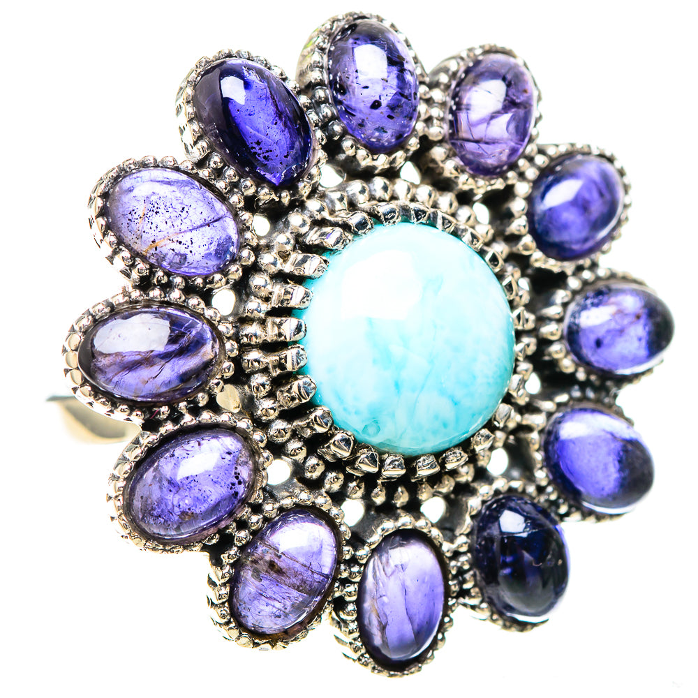 Large Larimar, Tanzanite Ring Size 7.25 (925 Sterling Silver) RING136530