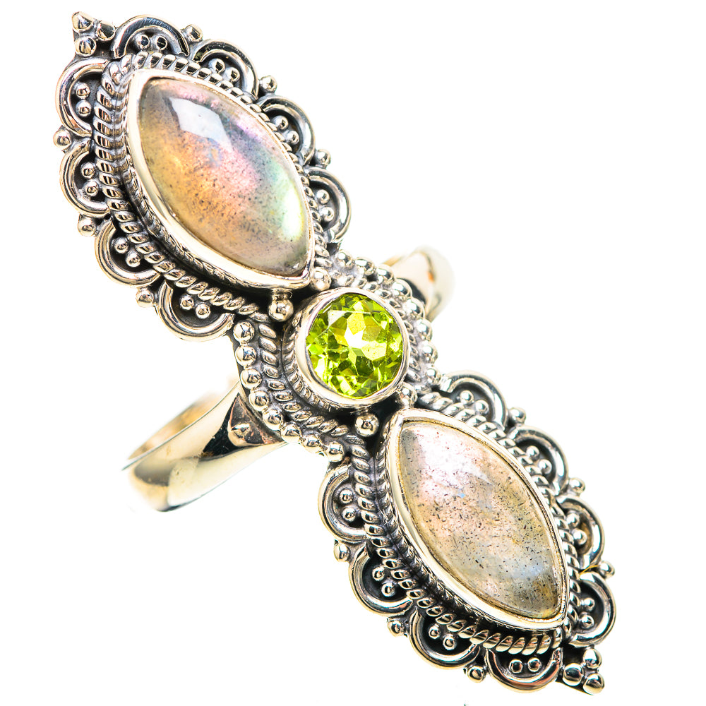 Large Labradorite, Peridot Ring Size 7.25 (925 Sterling Silver) RING137146