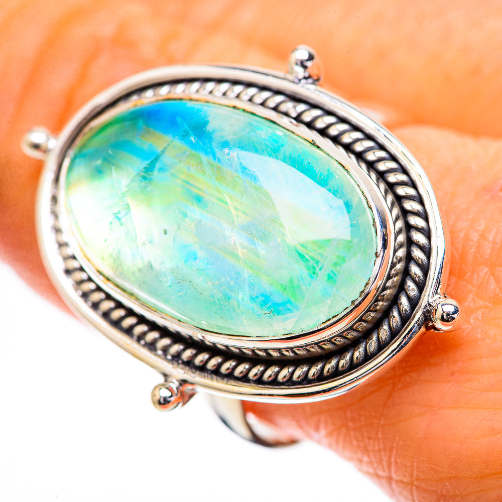 Large Green Moonstone Ring Size 9.25 (925 Sterling Silver) RING135905