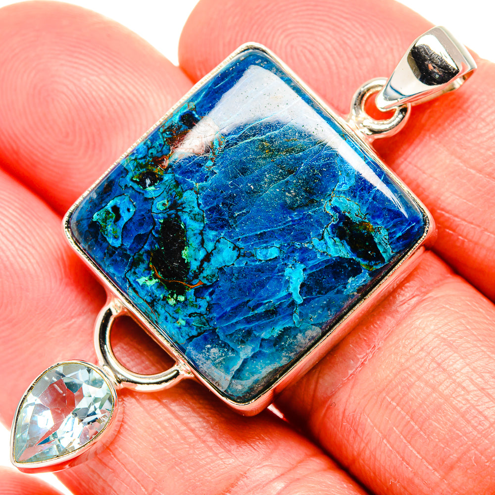 Shattuckite, Blue Topaz Pendant 2" (925 Sterling Silver) PD36887