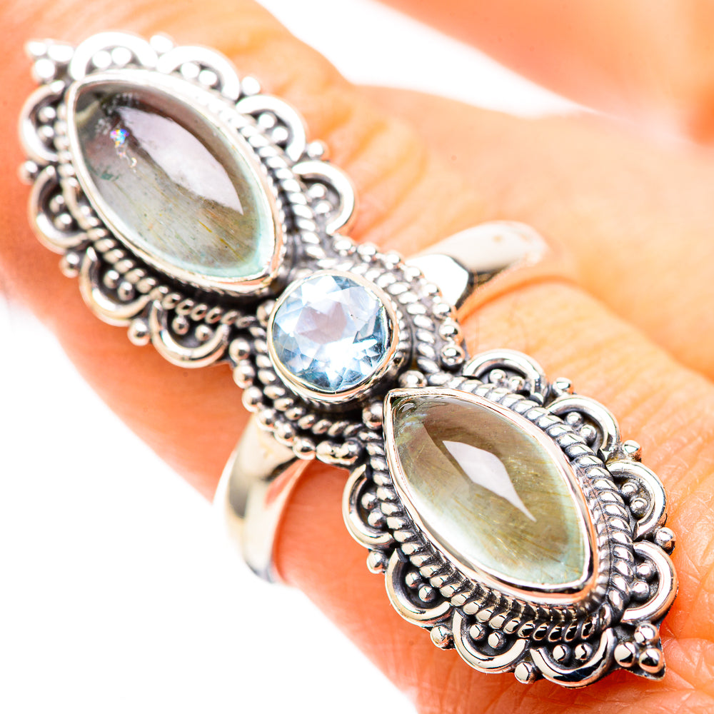 Large Natural Aquamarine, Blue Topaz 925 Sterling Silver Ring Size 8 (925 Sterling Silver) RING137337