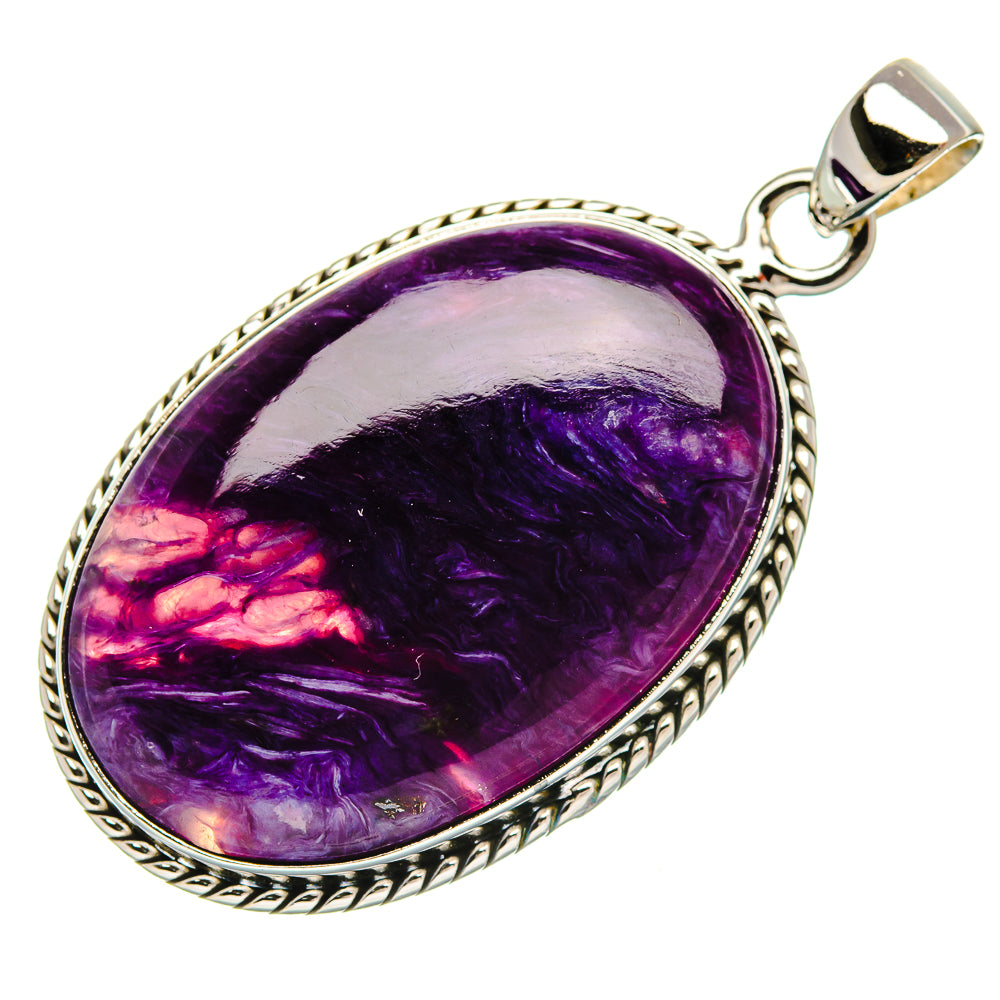 Charoite Pendant 1 7/8" (925 Sterling Silver) PD37367
