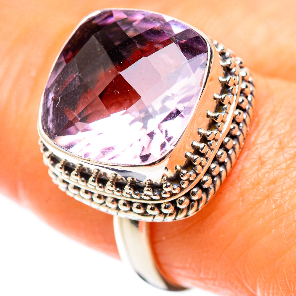 Anasilvercos Faceted Amethyst Ring Size 8.25 (925 Sterling Silver)