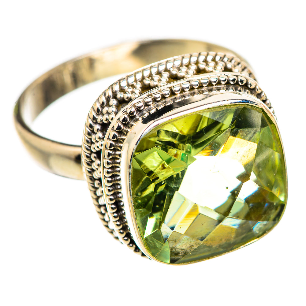 Faceted Green Amethyst Ring Size 10 (925 Sterling Silver) RING135623