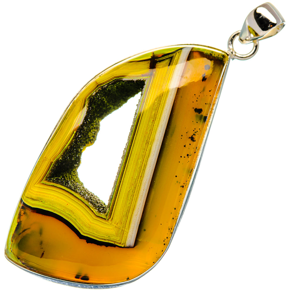 Yellow Window Druzy Pendant 2 3/4"  (925 Sterling Silver) PD37247