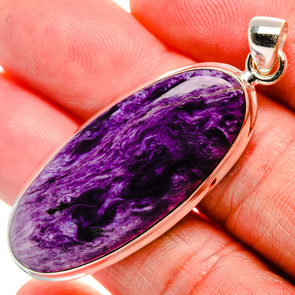 Charoite Pendant 2 1/8" (925 Sterling Silver) PD37452