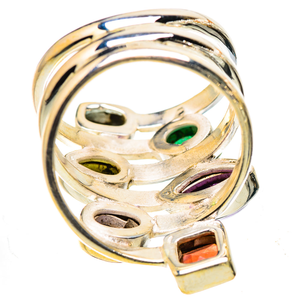 Anasilvercos Garnet, Tanzanite, Amethyst, Peridot, Blue Topaz, Emerald Ring Size 7 (925 Sterling Silver)