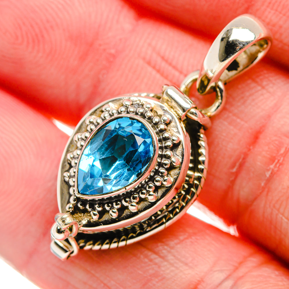 Poison Blue Topaz Pendant 1 1/4" (925 Sterling Silver) PD37544