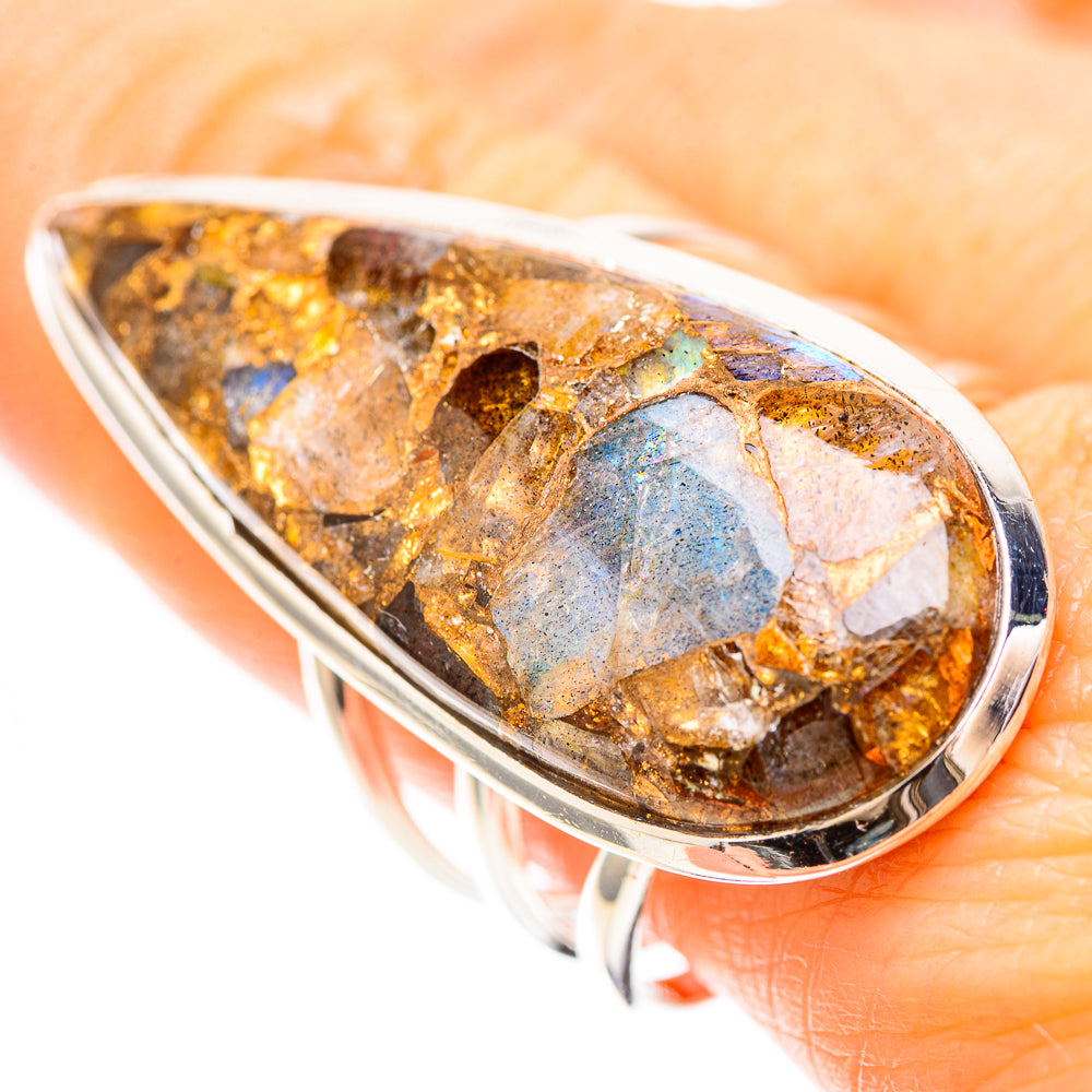 Large Brecciated Labradorite Ring Size 9.5 (925 Sterling Silver) RING136519