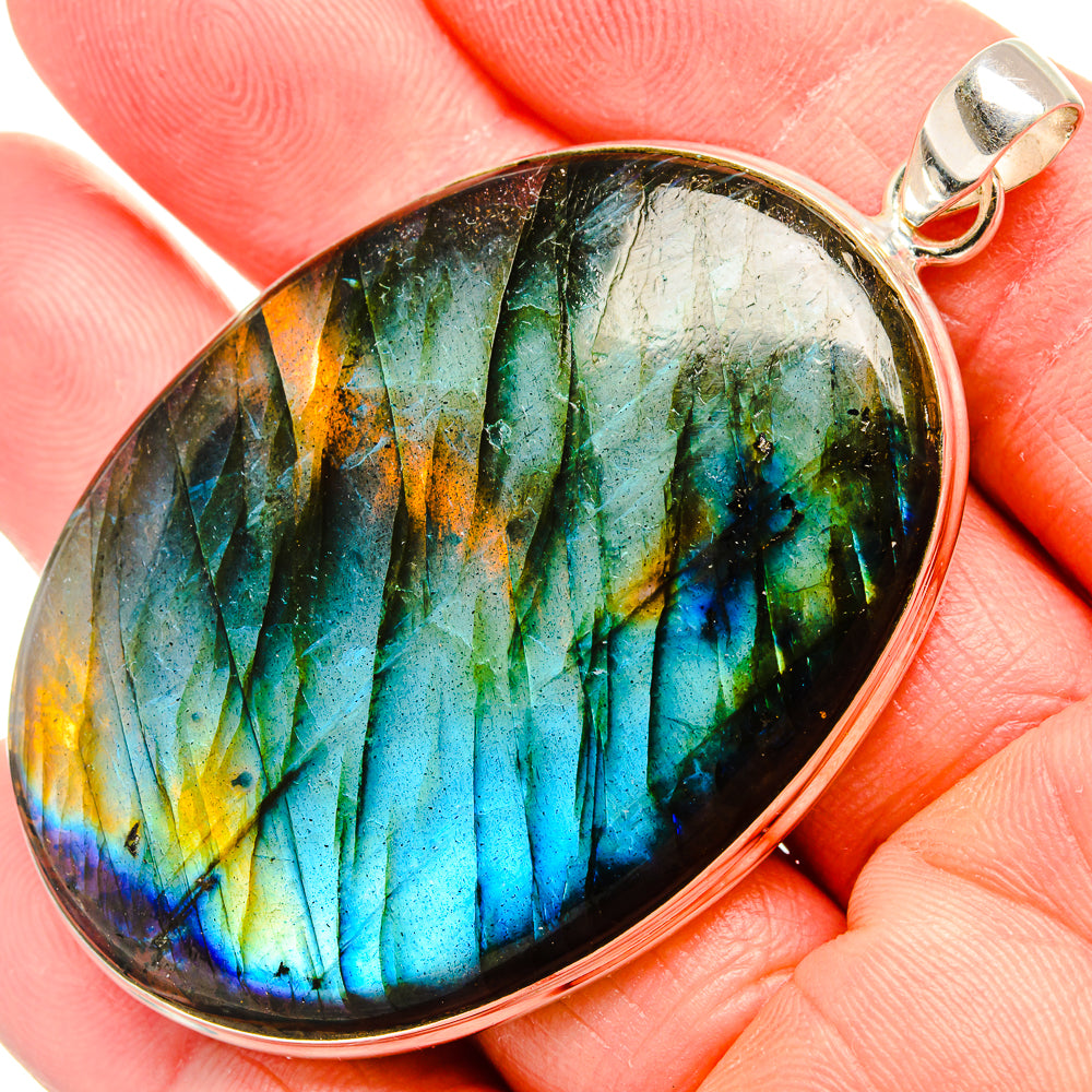 Huge Labradorite Pendant 2 1/2" (925 Sterling Silver) PD36840