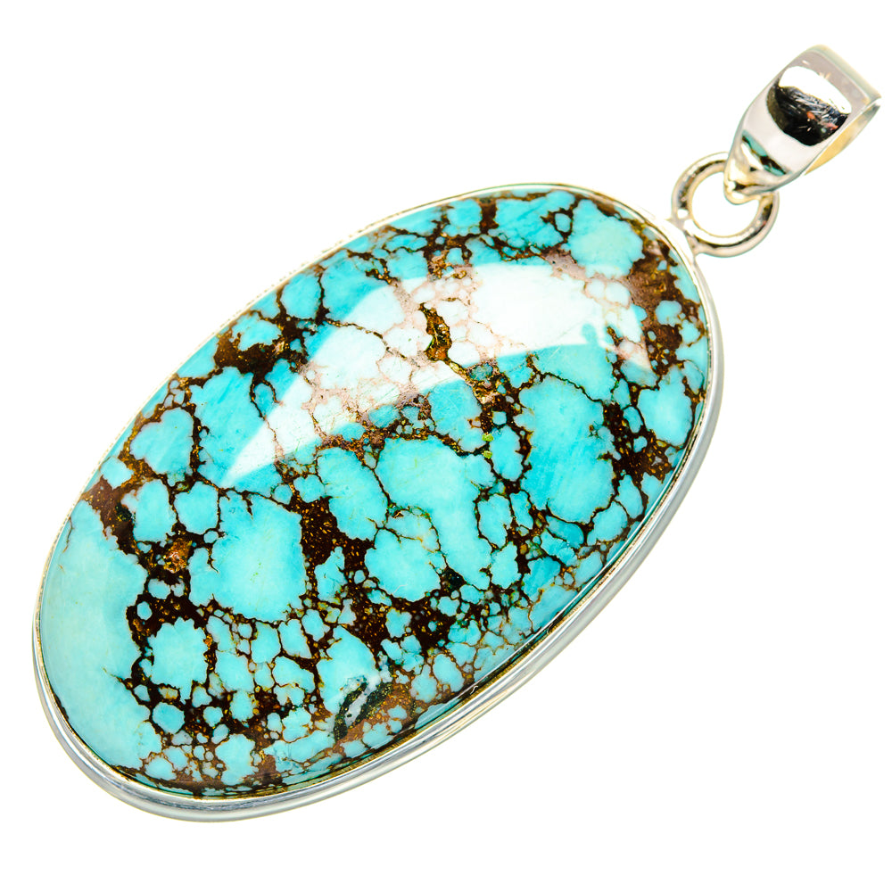 Tibetan Turquoise Pendant 2" (925 Sterling Silver) PD36870