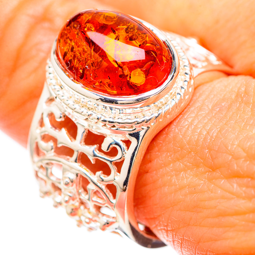 Large Baltic Amber Ring Size 8.75 (925 Sterling Silver) RING136540
