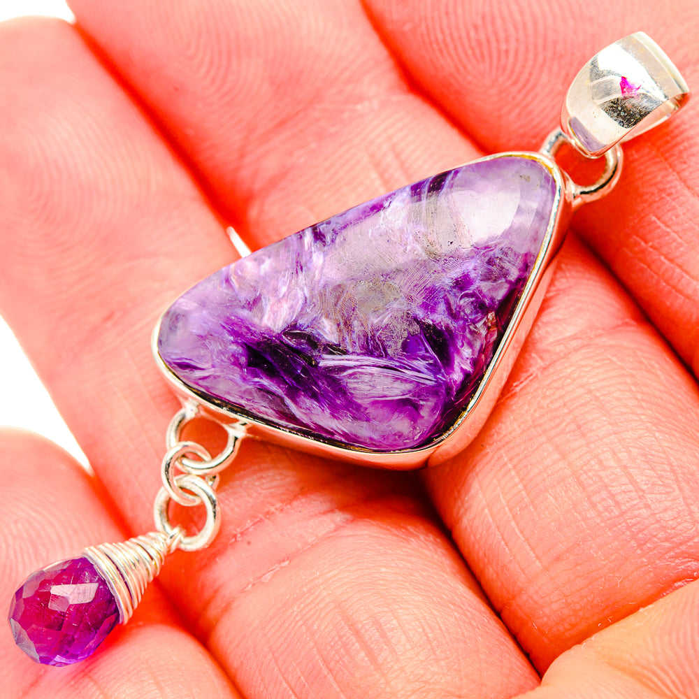 Charoite, Amethyst Pendant 2 1/4" (925 Sterling Silver) PD36831