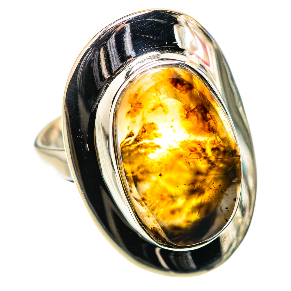 Anasilvercos Scenic Dendritic Agate Ring Size 8 (925 Sterling Silver)