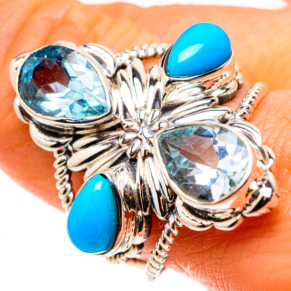 Large Blue Topaz, Sleeping Beauty Turquoise Ring Size 9.25 (925 Sterling Silver) RING134694