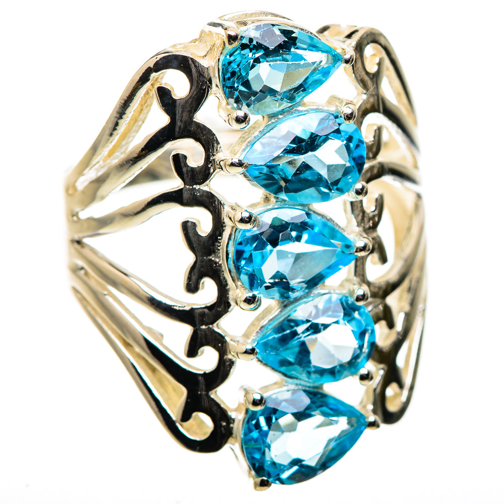 Anasilvercos Blue Topaz Ring Size 8 (925 Sterling Silver)