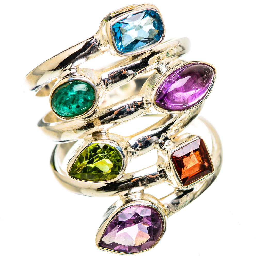Amethyst, Blue Topaz, Green Aventurine, Peridot, Garnet Ring Size 6.25 (925 Sterling Silver) RING135467