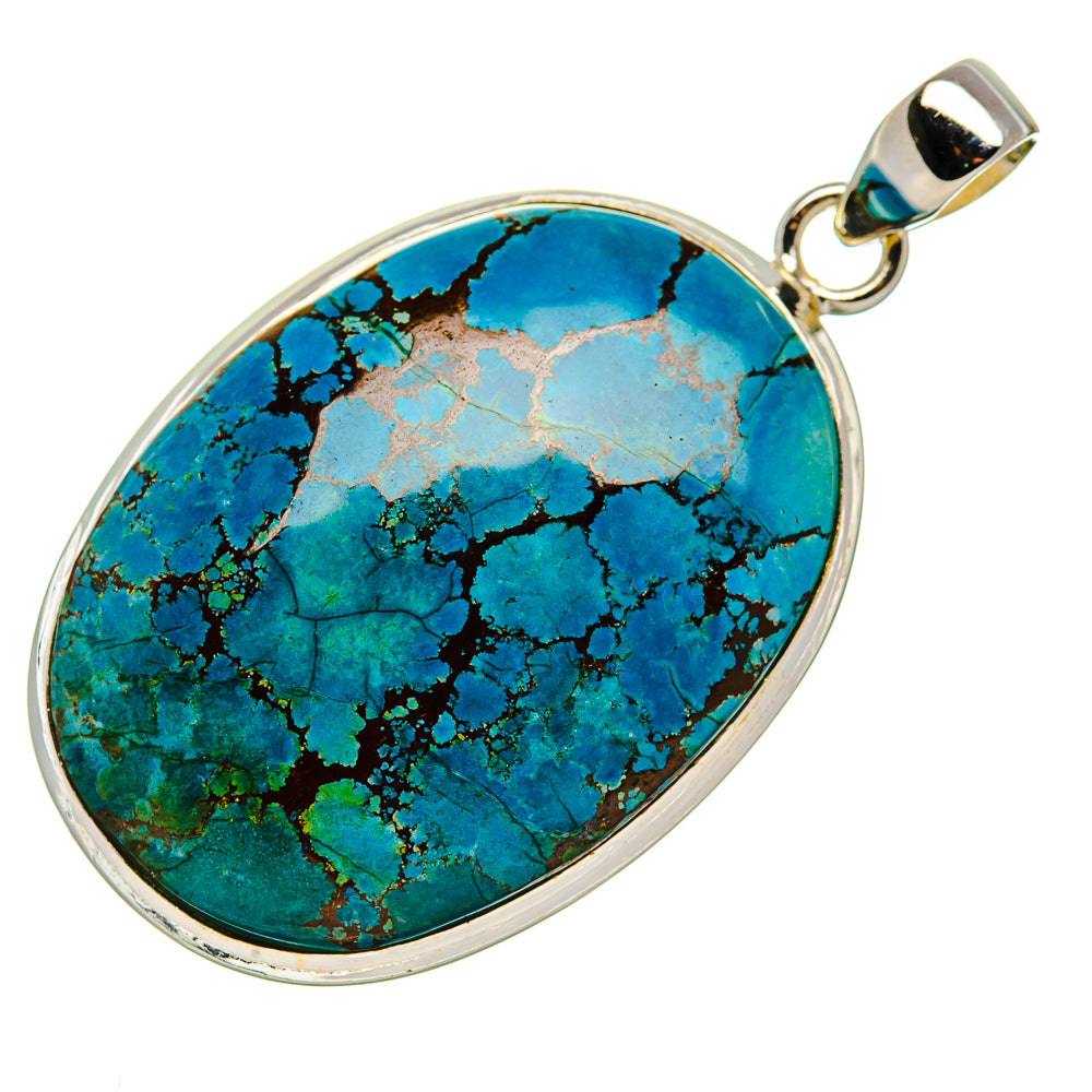 Tibetan Turquoise Pendant 2" (925 Sterling Silver) PD36994