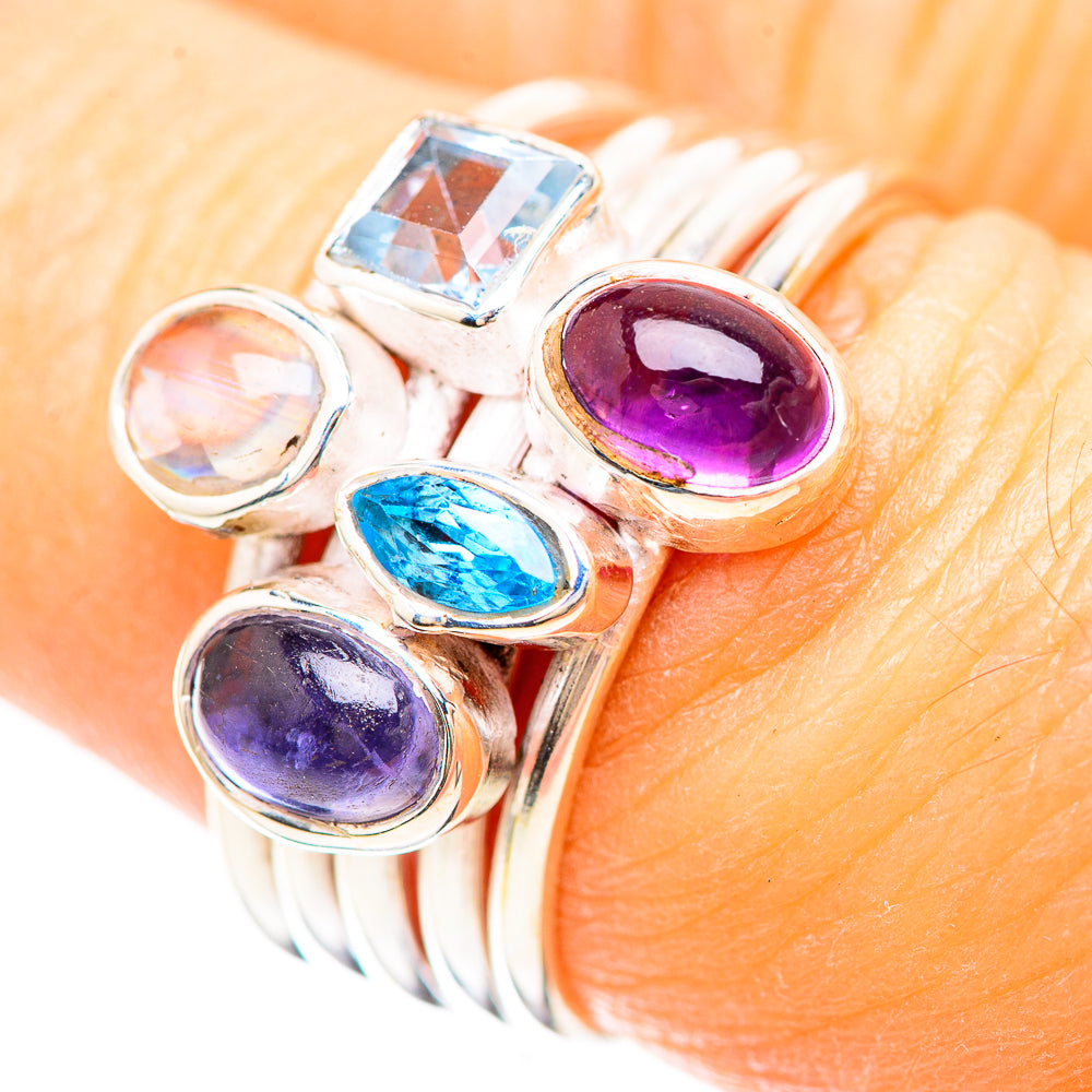 Amethyst, Tanzanite, Blue Topaz, Aquamarine Ring Size 7 (925 Sterling Silver) RING136377