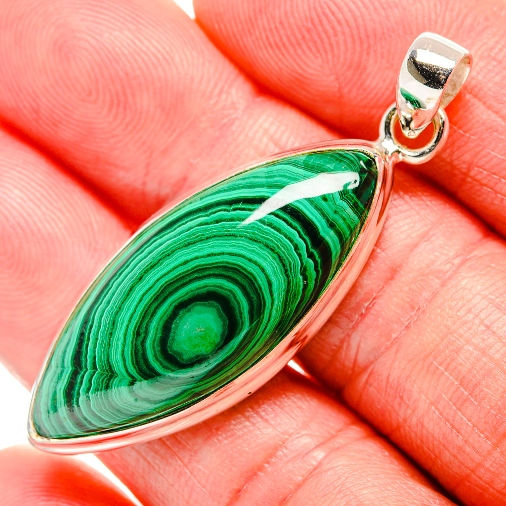 Malachite Pendant 2" (925 Sterling Silver) PD36860