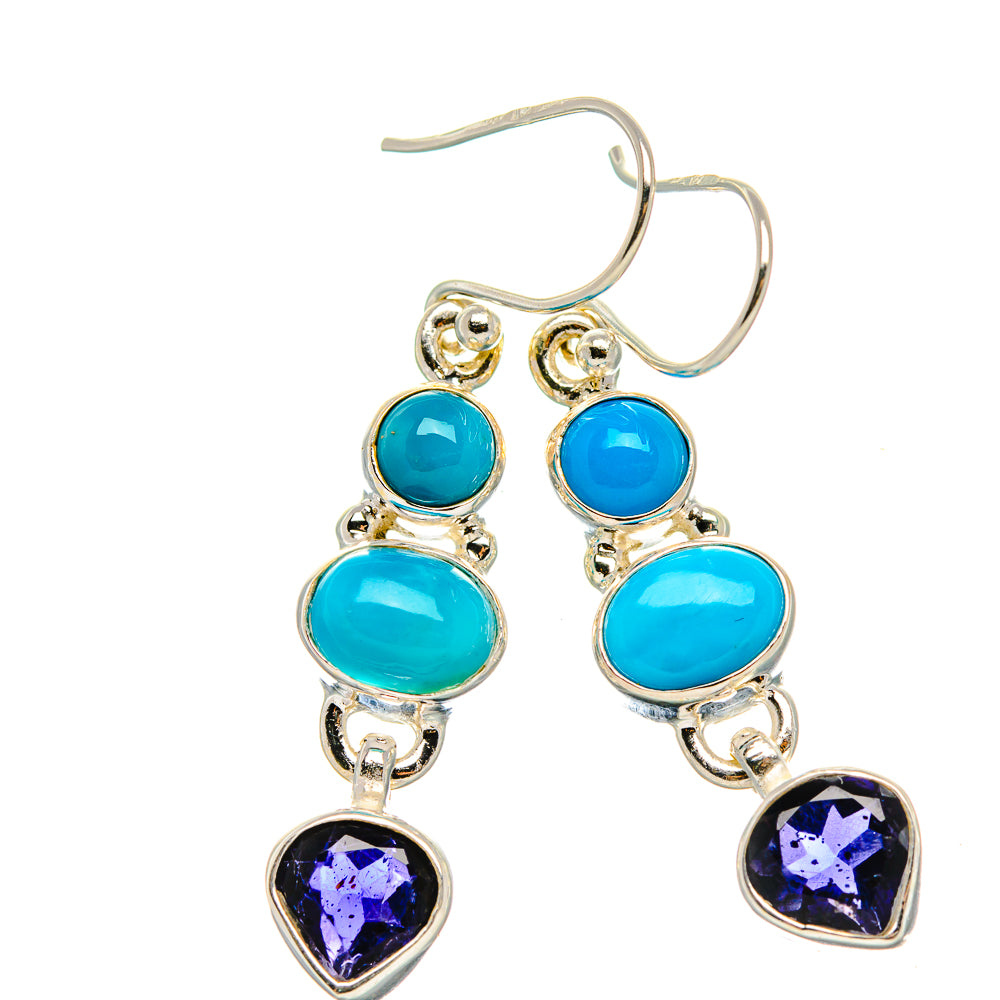 Faceted Tanzanite, Sleeping Beauty Turquoise Earrings 1 5/8" (925 Sterling Silver) EARR431728
