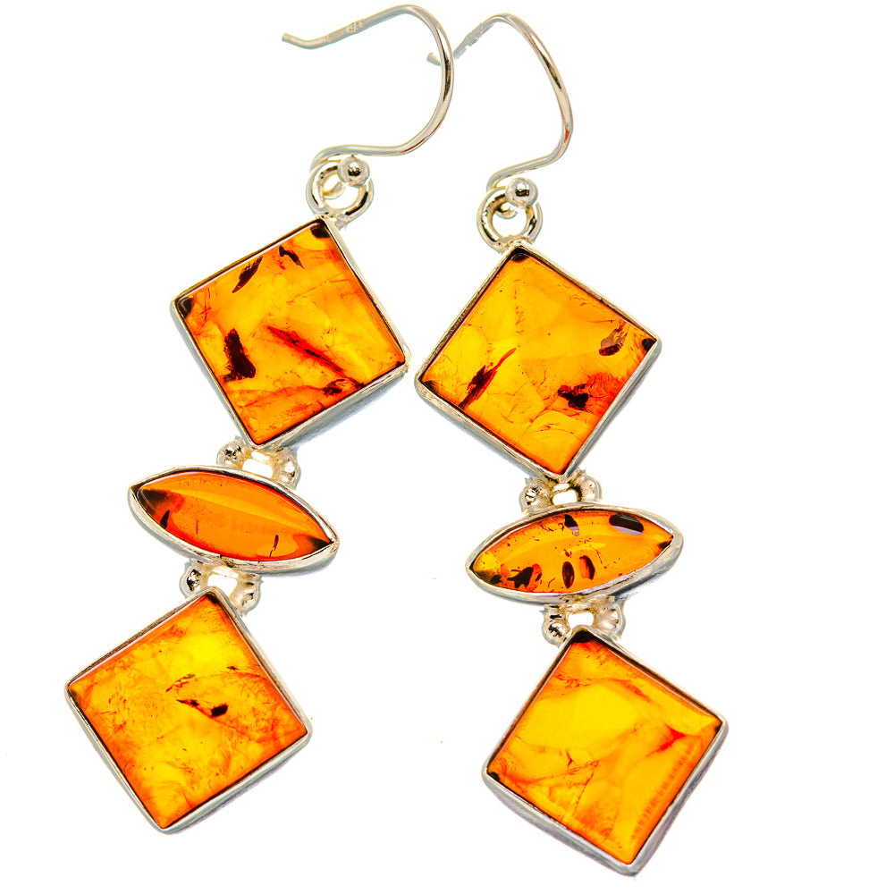 Baltic Amber Earrings 2" (925 Sterling Silver) EARR431790
