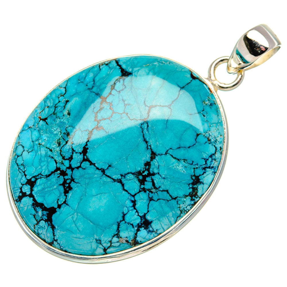 Tibetan Turquoise 925 Sterling Silver Pendant 2" Ana Co P37028