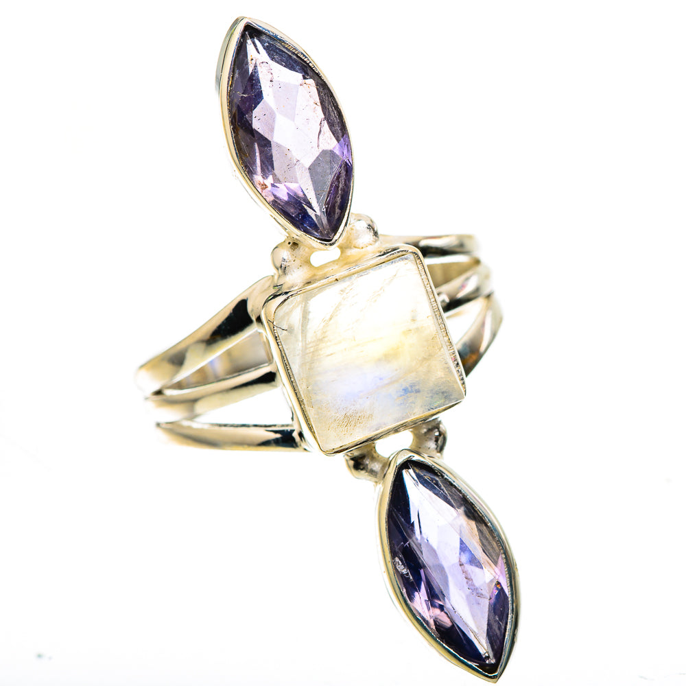 Large Rainbow Moonstone, Tanzanite Ring Size 8.5 (925 Sterling Silver) RING136167