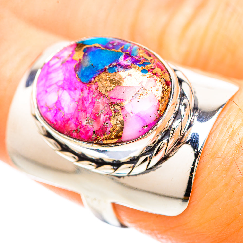 Kingman Pink Dahlia Turquoise Ring Size 7 (925 Sterling Silver) RING137047