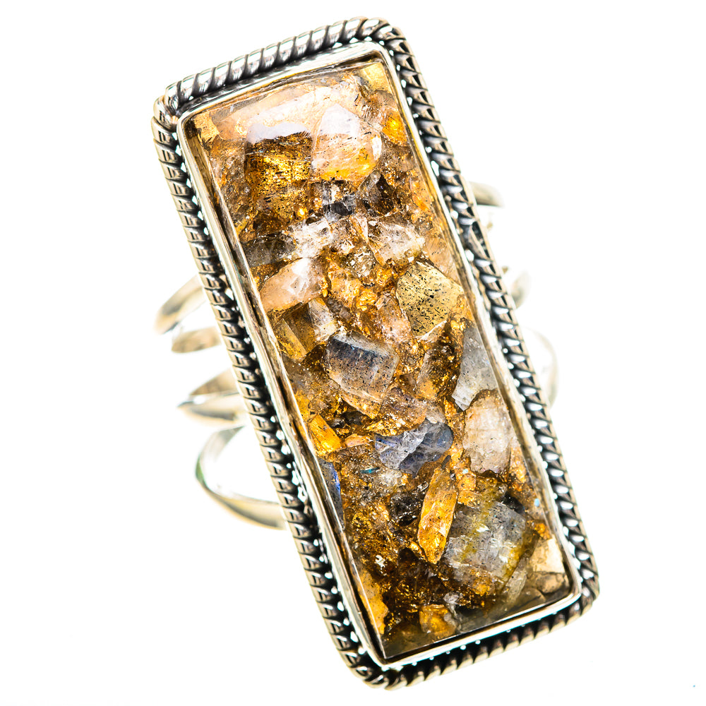 Huge Brecciated Labradorite Ring Size 9 (925 Sterling Silver) RING136538
