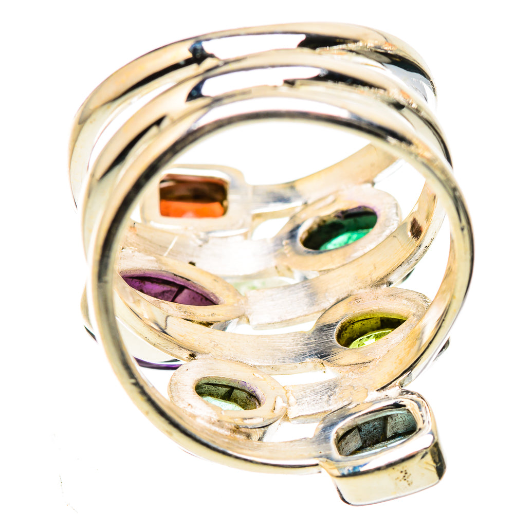 Garnet, Amethyst, Emerald, Peridot, Blue Topaz Ring Size 7.25 (925 Sterling Silver) RING135490
