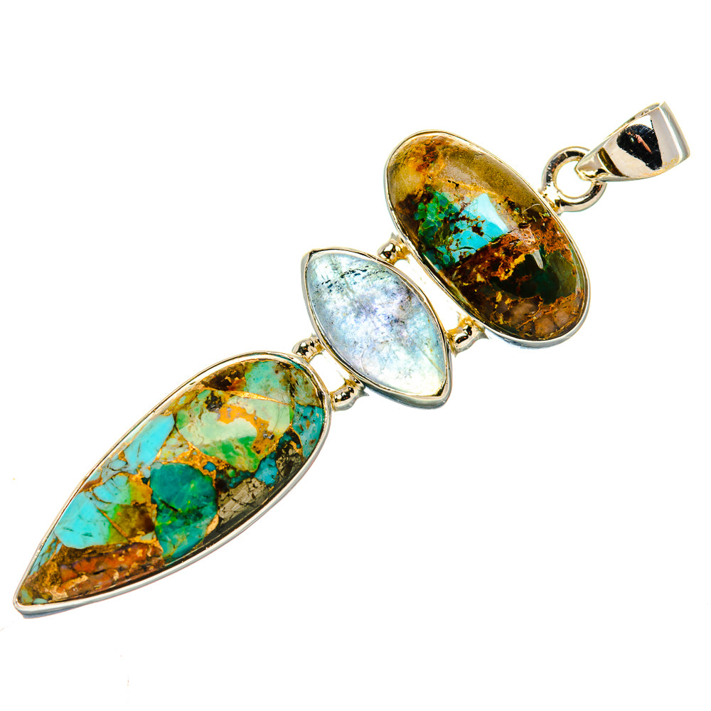 Blue Copper Composite Turquoise, Fluorite Pendant 2 1/4" (925 Sterling Silver) PD37012