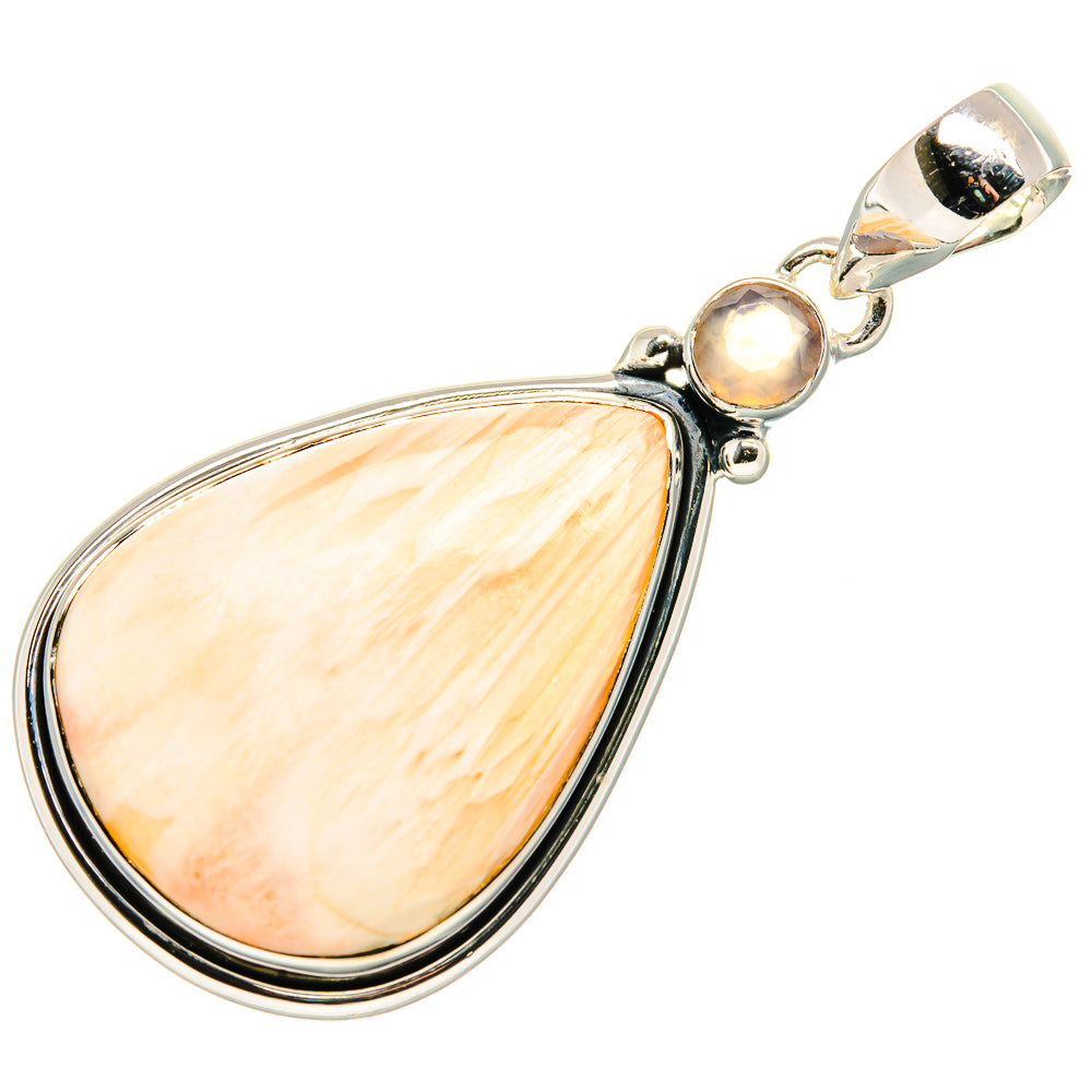 Scolecite, Rose Quartz Pendant 2" (925 Sterling Silver) PD36326