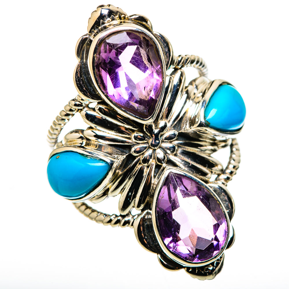 Faceted Amethyst, Sleeping Beauty Turquoise Ring Size 6 (925 Sterling Silver) RING134592