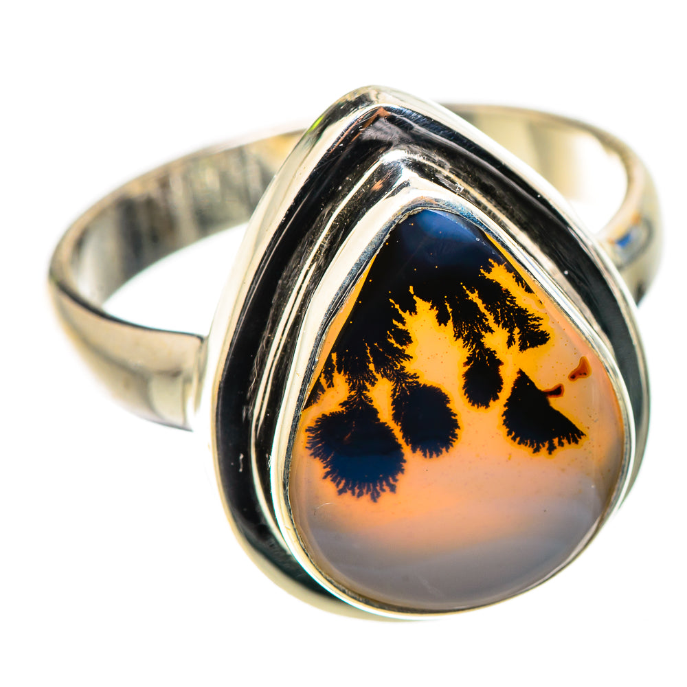 Anasilvercos Scenic Dendritic Agate Ring Size 9 (925 Sterling Silver)