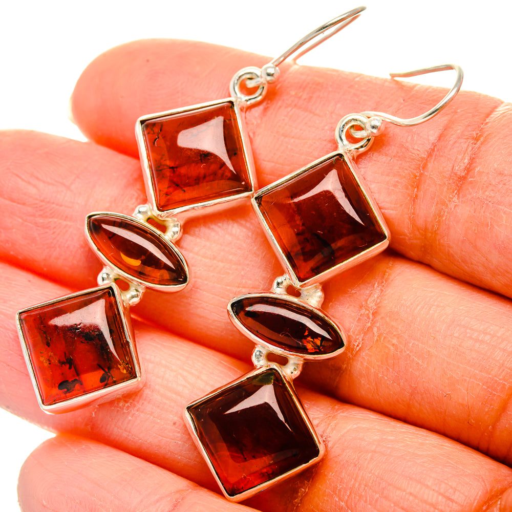 Baltic Amber Earrings 2 1/4"  (925 Sterling Silver) EARR431666