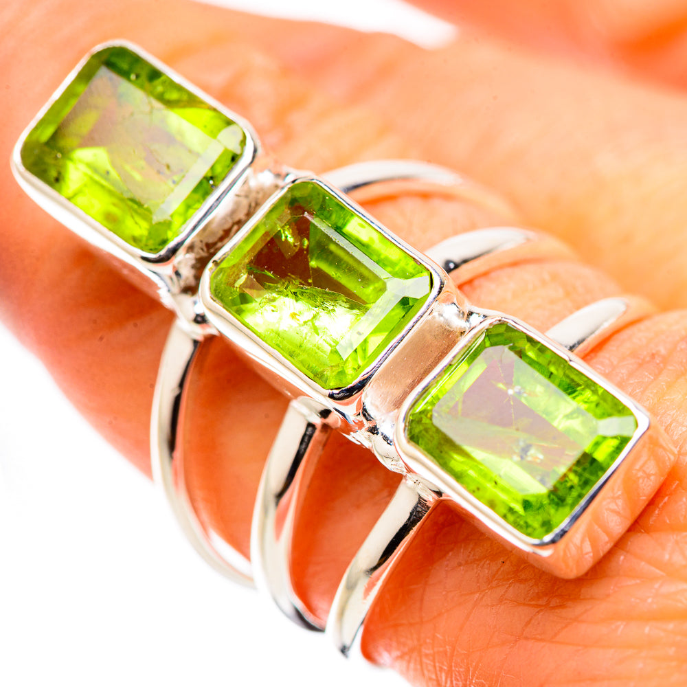 Anasilvercos Large Peridot Ring Size 9 (925 Sterling Silver)