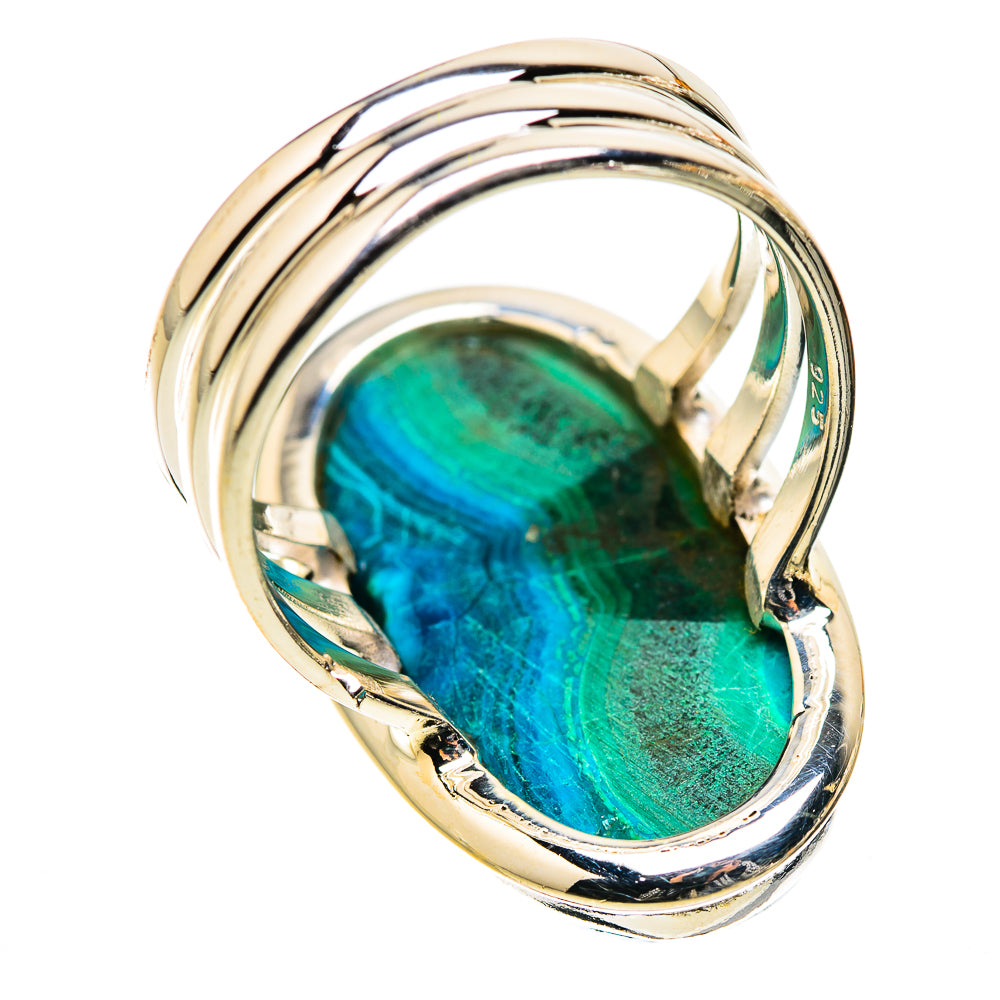 Anasilvercos Large Malachite In Chrysocolla Ring Size 8 (925 Sterling Silver)