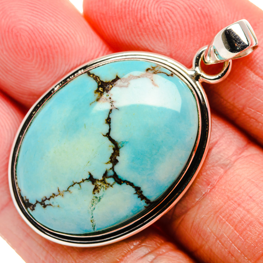 Tibetan Turquoise Pendant 1 3/4" (925 Sterling Silver) PD36984