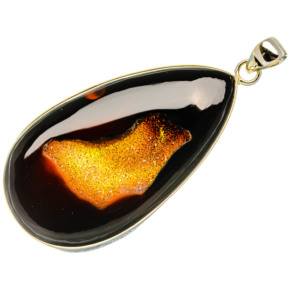 Black Window Druzy Pendant 2 3/4"  (925 Sterling Silver) PD37219