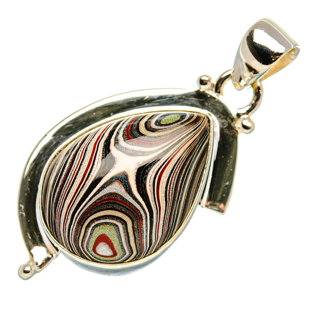 Fordite 925 Sterling Silver Pendant 1 5/8" (925 Sterling Silver) PD37725