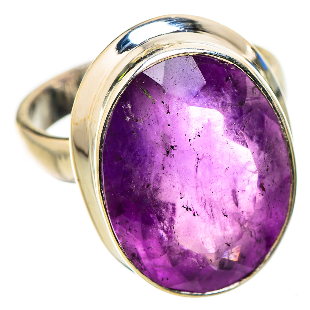 Anasilvercos Faceted Amethyst Ring Size 6 (925 Sterling Silver)