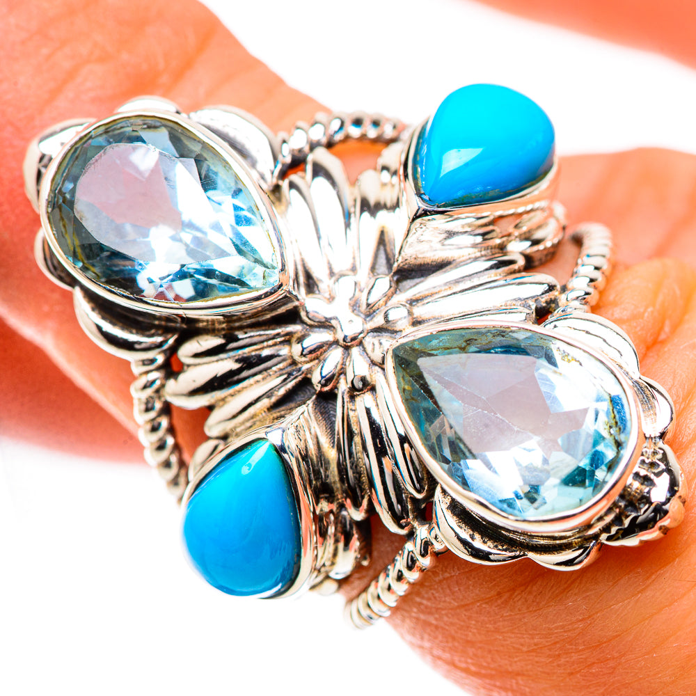 Large Blue Topaz, Sleeping Beauty Turquoise Ring Size 6 (925 Sterling Silver) RING135580