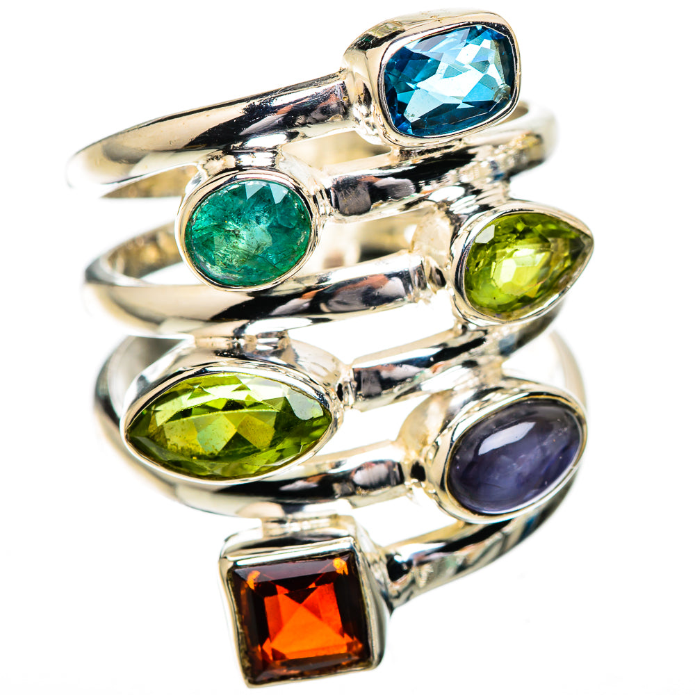 Garnet, Peridot, Blue Topaz, Tanzanite, Emerald Ring Size 7 (925 Sterling Silver) RING135858