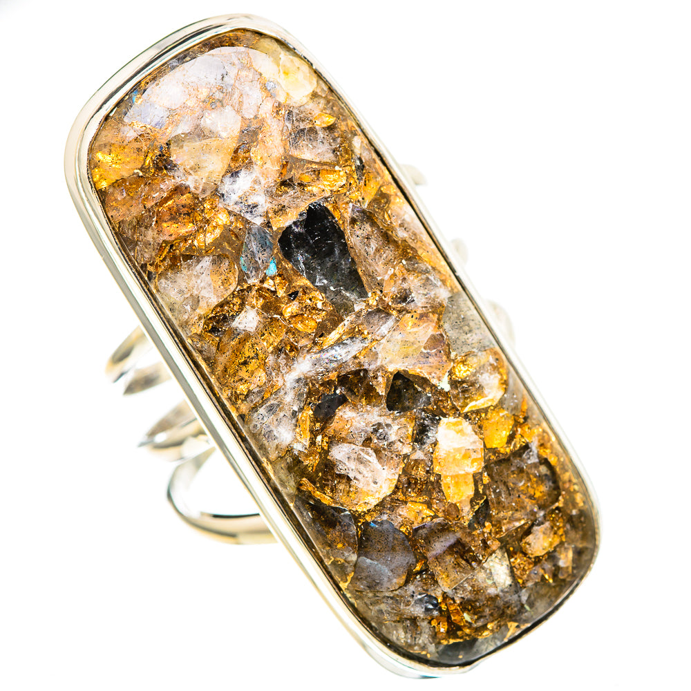 Huge Brecciated Labradorite 925 Sterling Silver Ring Size 10.5 (925 Sterling Silver) RING137548