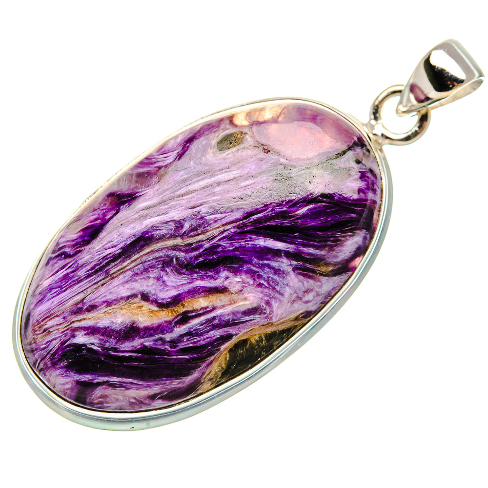 Charoite 925 Sterling Silver Pendant 1 7/8" Ana Co P37365