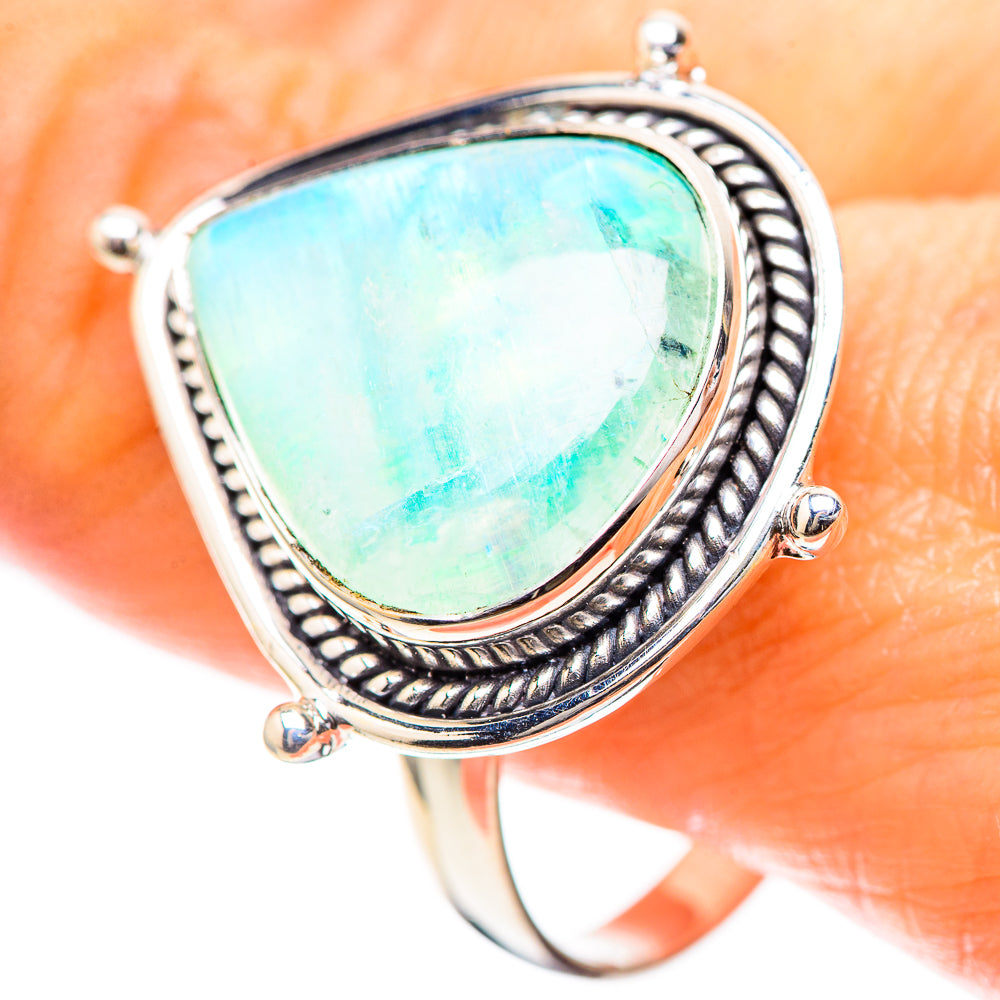 Large Green Moonstone Ring Size 13 (925 Sterling Silver) RING136754