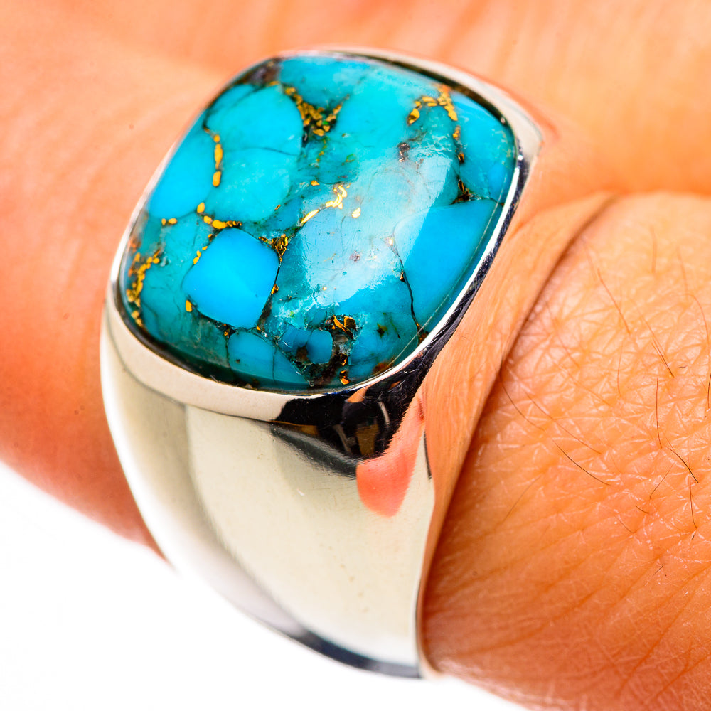 Blue Copper Composite Turquoise Ring Size 8.25 (925 Sterling Silver) RING134671